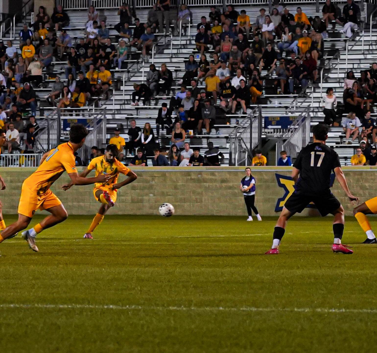 WVU Men's Soccer faces James Madison at Dick Dlesk Soccer Stadium in Morgantown, WV on September 19, 2025. Photo courtesy of Santana Withrow/WV Sports Nation